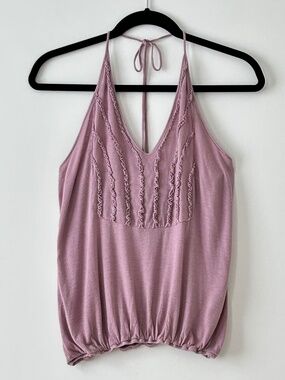 Mystree Purple Ruffle Halter Neck Tank Top